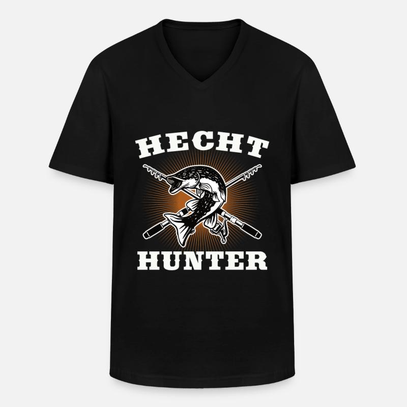 Hecht Hunter - Männer-T-Shirt mit V-Ausschnitt - Schwarz