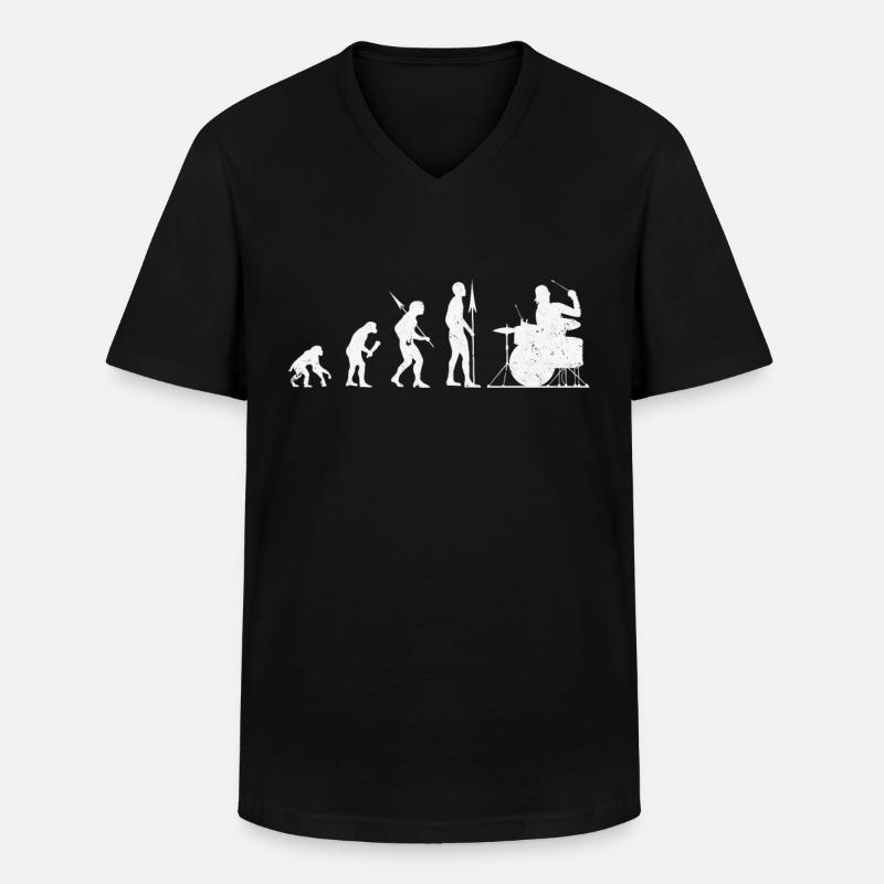 Drummer Evolution - Männer-T-Shirt mit V-Ausschnitt - Schwarz