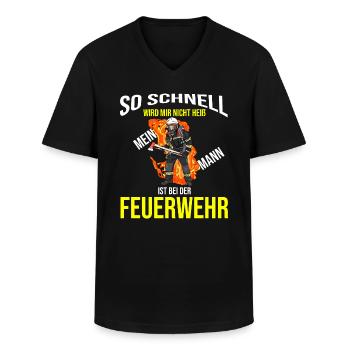 Spruch So schnell wird mir nicht heiß Feuerwehr - Männer-T-Shirt mit V-Ausschnitt - Schwarz - Vorne - AI Model Male 178 dark (178cm)
