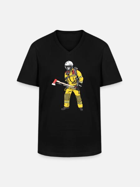 Pompier pompier pompier - T-shirt col V Homme - noir