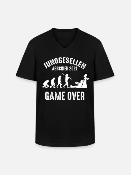 Game Over Bräutigam JGA Junggesellenabschied - Männer-T-Shirt mit V-Ausschnitt - Schwarz