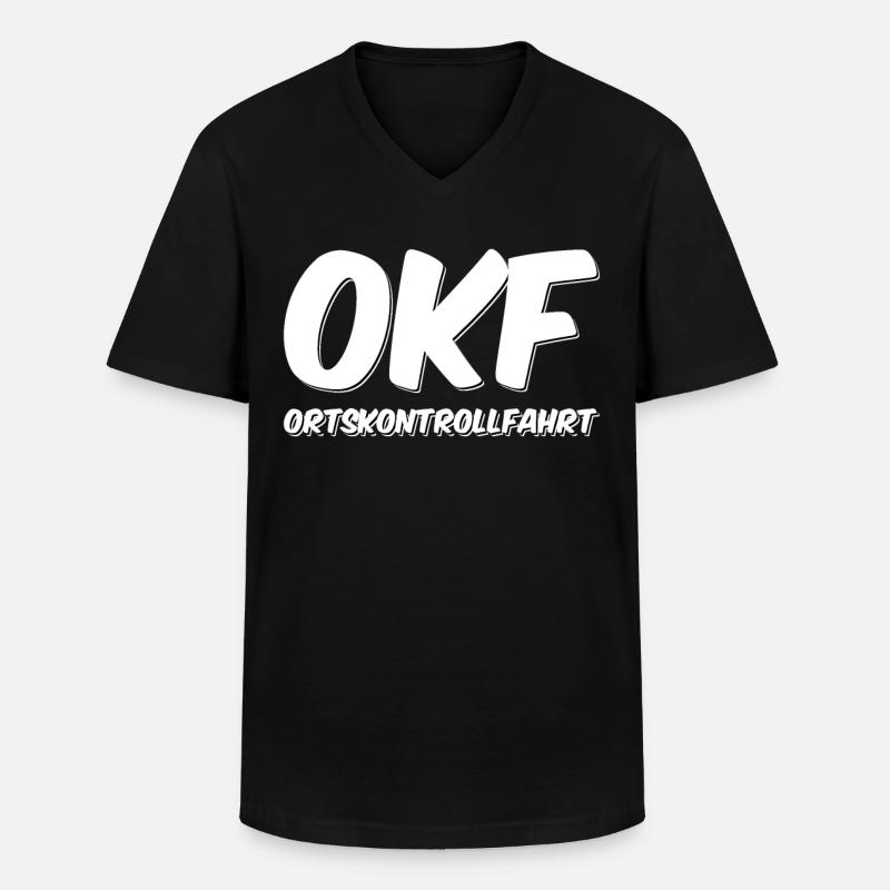 OKF Ortskontrollfahrt - Männer-T-Shirt mit V-Ausschnitt - Schwarz