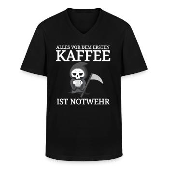 lustiger Kaffee Spruch Coffee Sprüche Cafe Tod - Männer-T-Shirt mit V-Ausschnitt - Schwarz - Vorne - AI Model Male 178 dark (178cm)