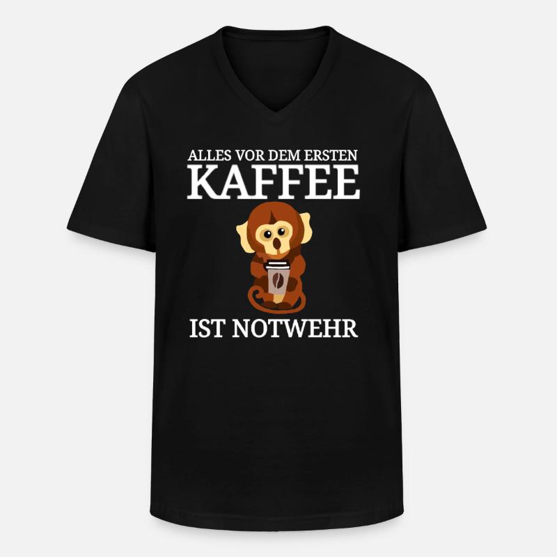 lustiger Kaffee Spruch Käffchen - Männer-T-Shirt mit V-Ausschnitt - Schwarz