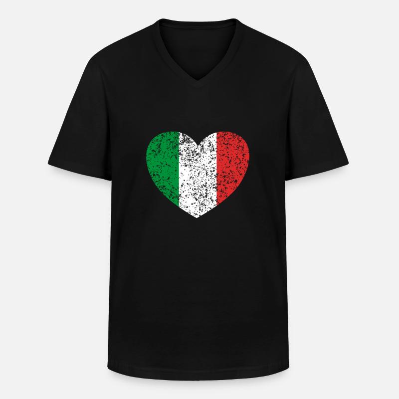 Italien - Männer-T-Shirt mit V-Ausschnitt - Schwarz