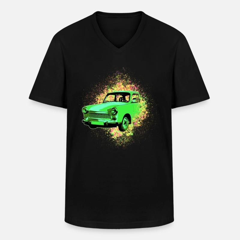 Psychedelic Trabi DDR Pappe | Kultauto - Männer-T-Shirt mit V-Ausschnitt - Schwarz