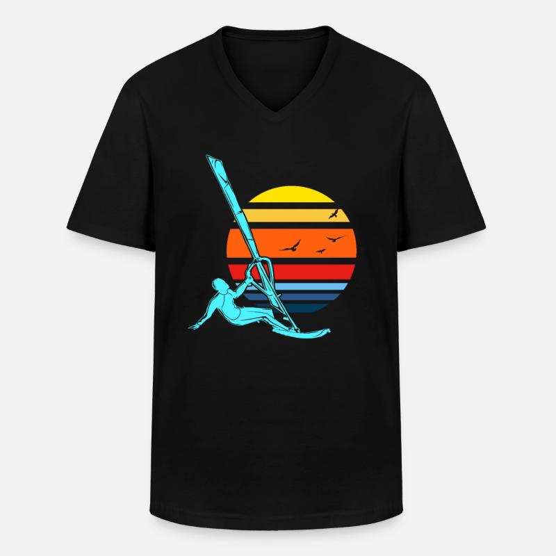 Windsurfen - Männer-T-Shirt mit V-Ausschnitt - Schwarz