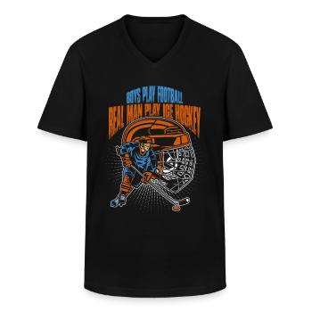 Jungs Spielen Football Männer Spielen Eishockey - Männer-T-Shirt mit V-Ausschnitt - Schwarz - Vorne - AI Model Male 178 dark (178cm)