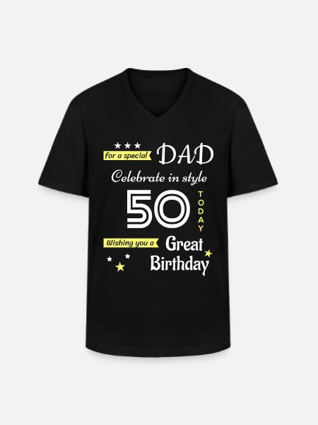 50th Birthday Gift for Dad - Men's V-Neck T-Shirt - black