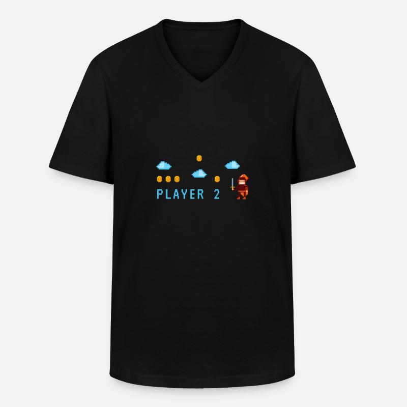 Player 2 | Retrogaming - Männer-T-Shirt mit V-Ausschnitt - Schwarz