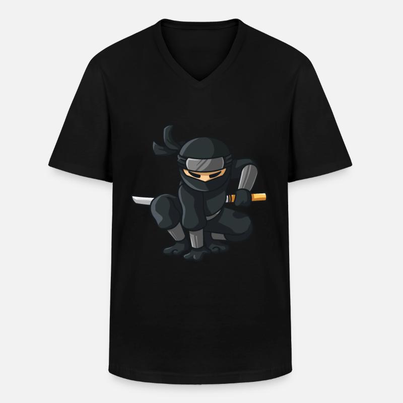 Ninja mit Katana - Männer-T-Shirt mit V-Ausschnitt - Schwarz