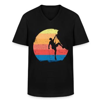 Free climbing Climbing Mountaineering Climbers - Men's V-Neck T-Shirt - black - Front - AI Model Male 178 dark (178cm)