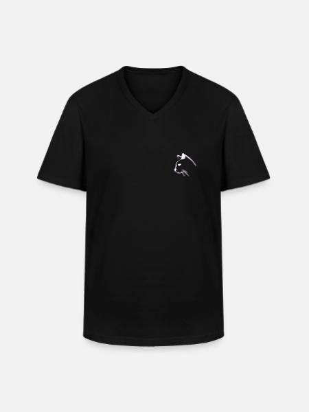 Chat | Logo - T-shirt col V Homme - noir