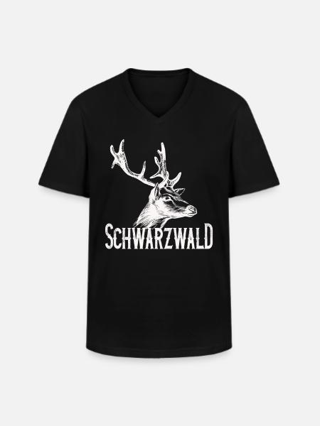 Schwarzwald Heimat mit Hirsch - Männer-T-Shirt mit V-Ausschnitt - Schwarz