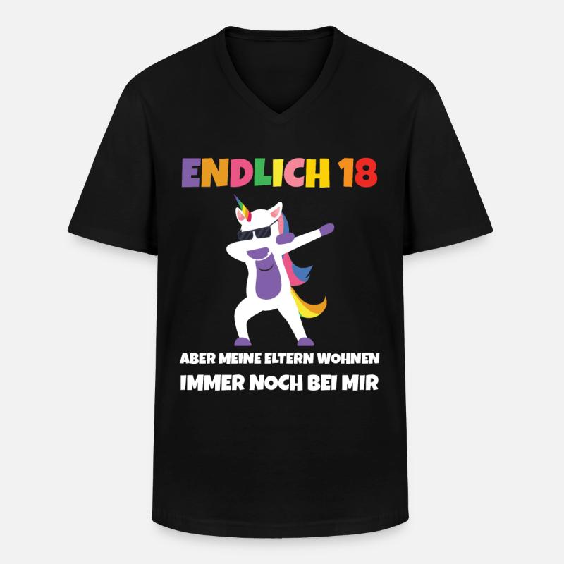 Endlich 18 - Männer-T-Shirt mit V-Ausschnitt - Schwarz