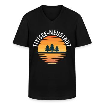 Titisee Neustadt souvenir Black Forest Baden - Men's V-Neck T-Shirt - black - Front - AI Model Male 178 dark (178cm)