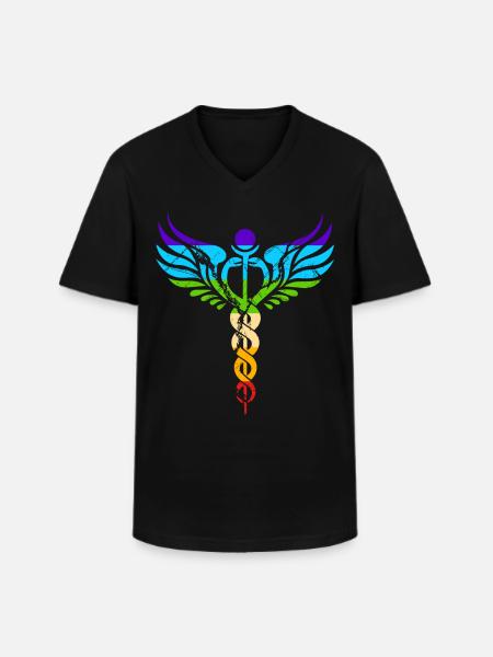 Kundalini chakra méditation serpent ailé - T-shirt col V Homme - noir