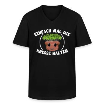 Einfach mal die Kresse halten - Männer-T-Shirt mit V-Ausschnitt - Schwarz - Vorne - AI Model Male 178 dark (178cm)