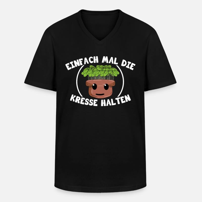 Einfach mal die Kresse halten - Männer-T-Shirt mit V-Ausschnitt - Schwarz
