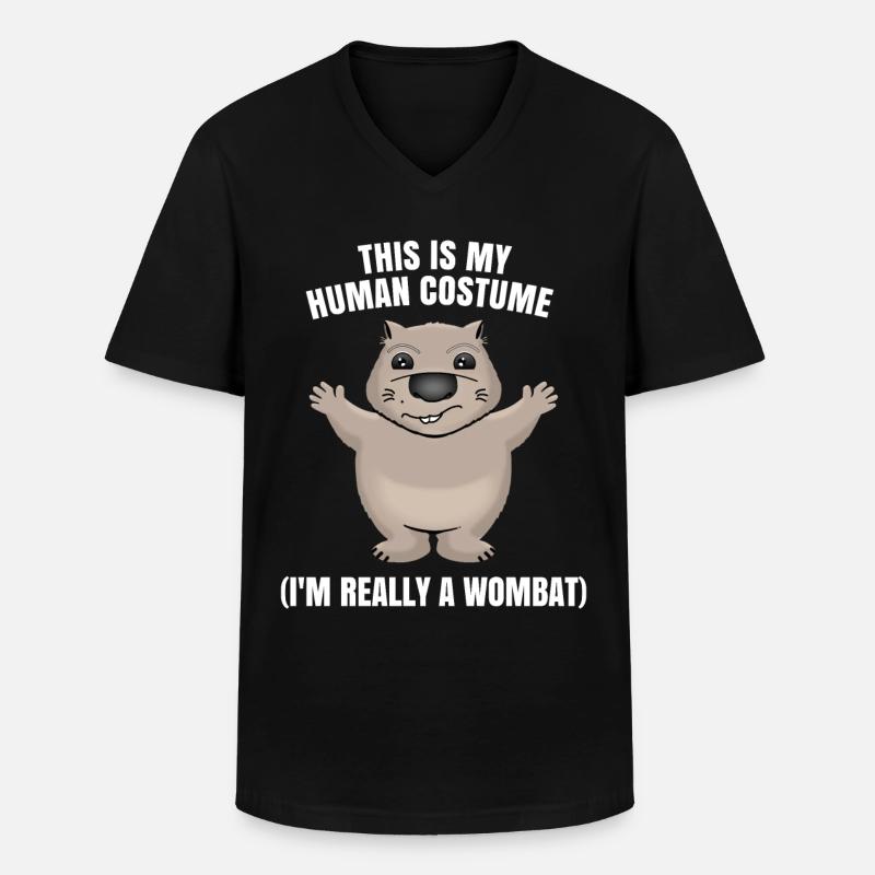 Wombat - Männer-T-Shirt mit V-Ausschnitt - Schwarz