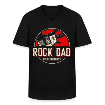 Rock Papa Rock und Roll Vatertag Geschenk Gitarren - Männer-T-Shirt mit V-Ausschnitt - Schwarz - Vorne - AI Model Male 178 dark (178cm)