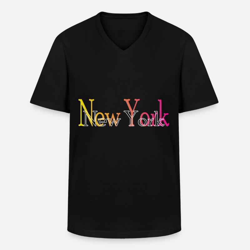 New York - Männer-T-Shirt mit V-Ausschnitt - Schwarz