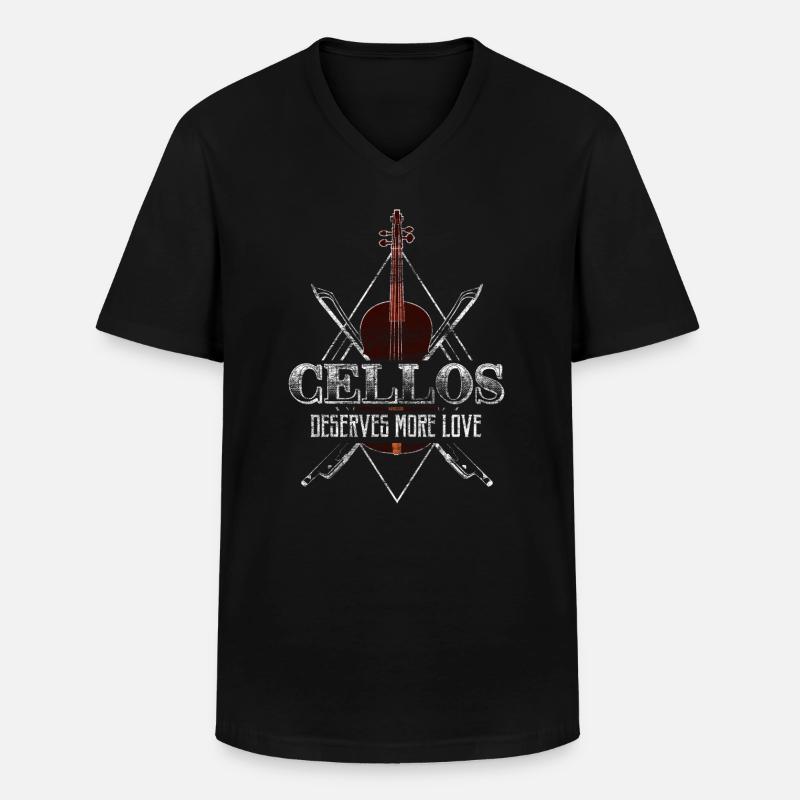 Cello Musik Orchester - Männer-T-Shirt mit V-Ausschnitt - Schwarz