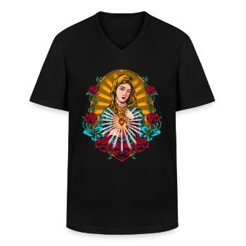 Heilige Madonna Glaube Kirche Schutzengel - Männer-T-Shirt mit V-Ausschnitt - Schwarz - Vorne - AI Model Male 178 dark (178cm)