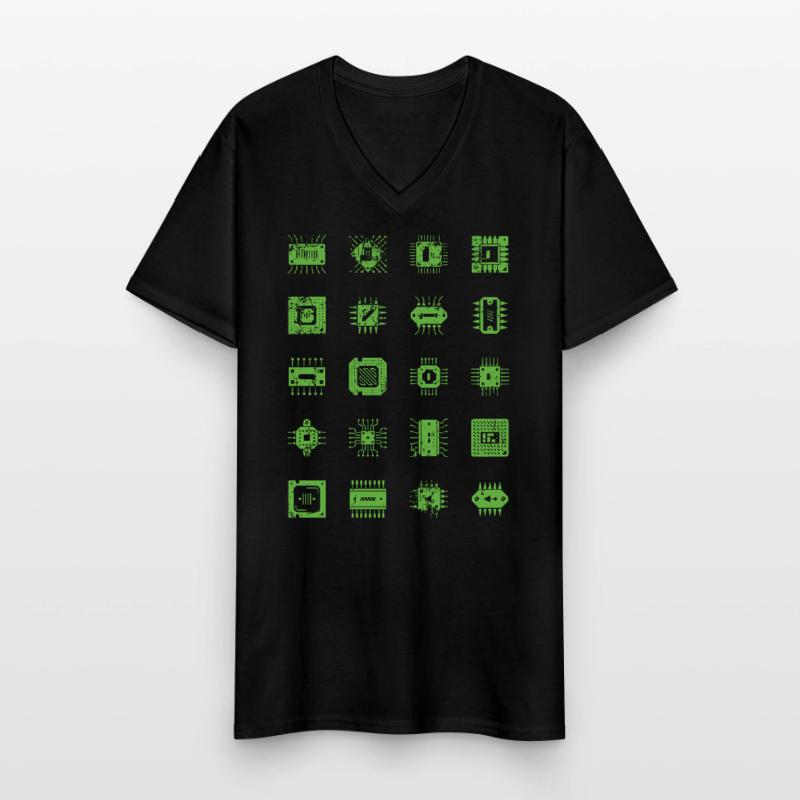 Microchips Mikrochip CPU Informatiker Hardware Männer-T-Shirt mit V-Ausschnitt