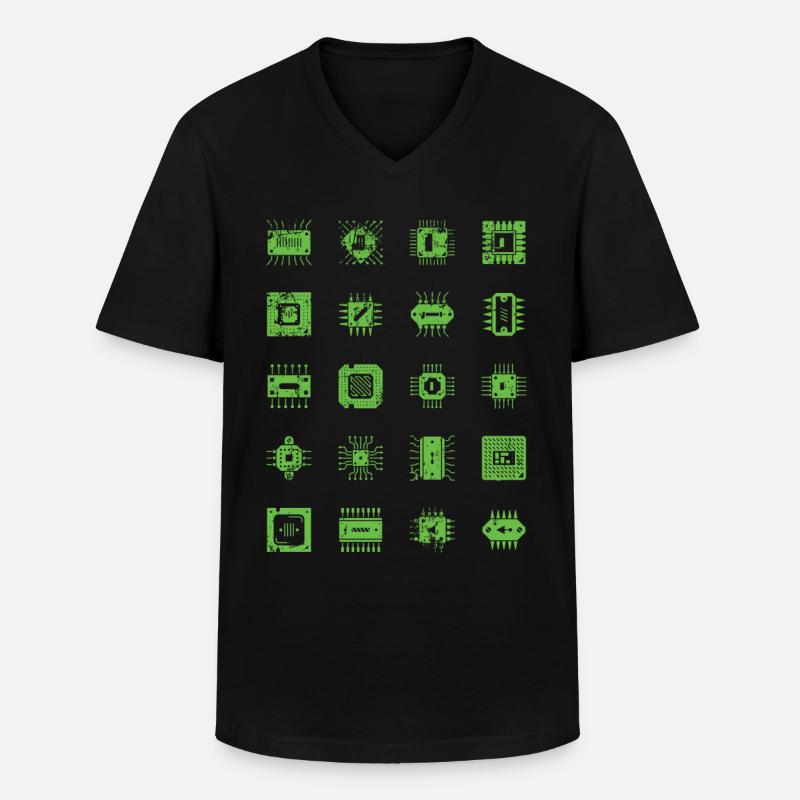 Microchips Mikrochip CPU Informatiker Hardware Männer-T-Shirt mit V-Ausschnitt