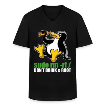 Sudo Rm Root Linux Tux Unix Insider Programmierer - Männer-T-Shirt mit V-Ausschnitt - Schwarz - Vorne - AI Model Male 178 dark (178cm)