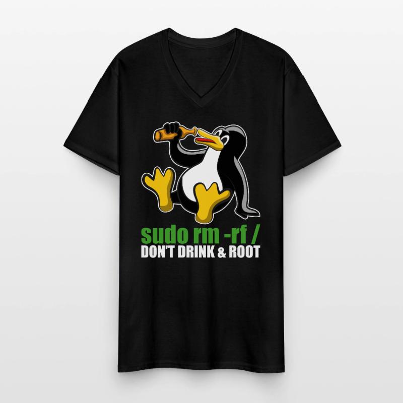 Sudo Rm Root Linux Tux Unix Insider Programmierer Männer-T-Shirt mit V-Ausschnitt