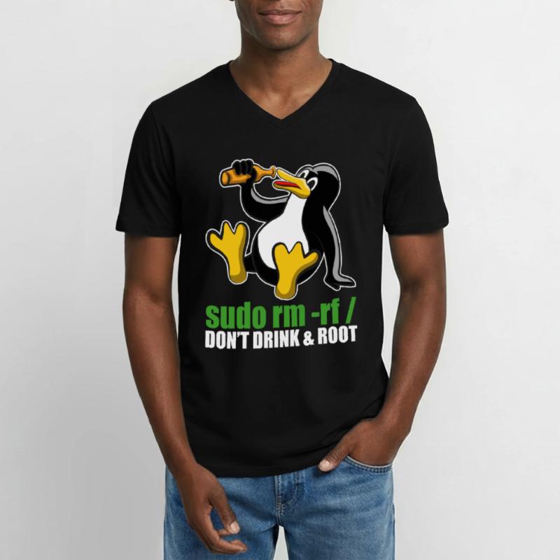 Sudo Rm Root Linux Tux Unix Insider Programmierer Männer-T-Shirt mit V-Ausschnitt