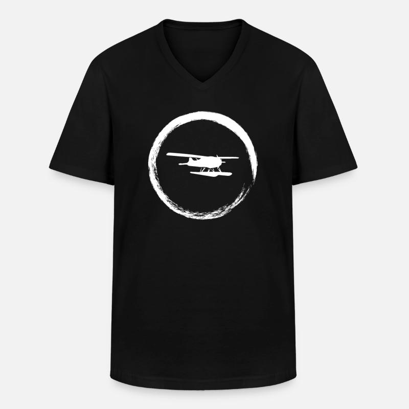 White Hydroplane - Männer-T-Shirt mit V-Ausschnitt - Schwarz