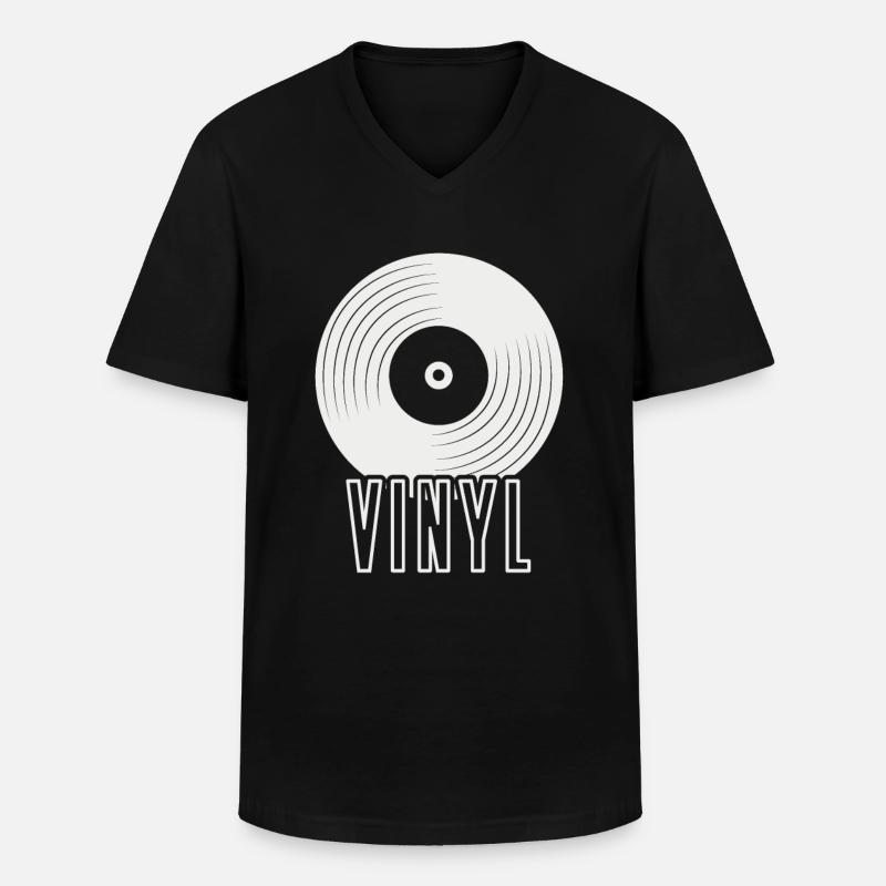 Vinyl - Männer-T-Shirt mit V-Ausschnitt - Schwarz