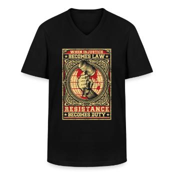 Justice injustice loi résistance tribunal - T-shirt col V Homme - noir - Devant - AI Model Male 178 dark (178cm)