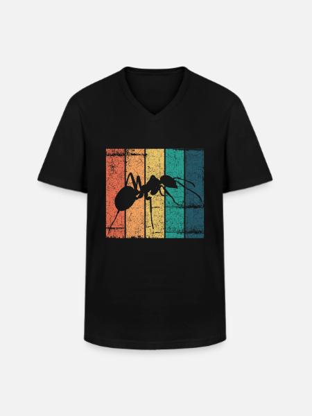 Retro ants design insects - Men's V-Neck T-Shirt - black