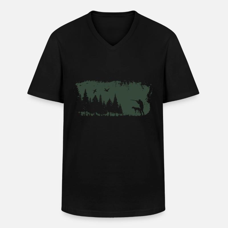 Jäger Design - Männer-T-Shirt mit V-Ausschnitt - Schwarz