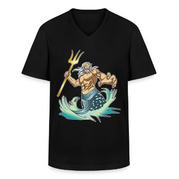 Griechische Mythologie Poseidon Greek - Männer-T-Shirt mit V-Ausschnitt - Schwarz - Vorne - AI Model Male 178 dark (178cm)