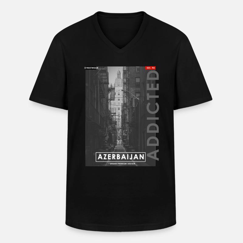 Azerbaijan - Männer-T-Shirt mit V-Ausschnitt - Schwarz