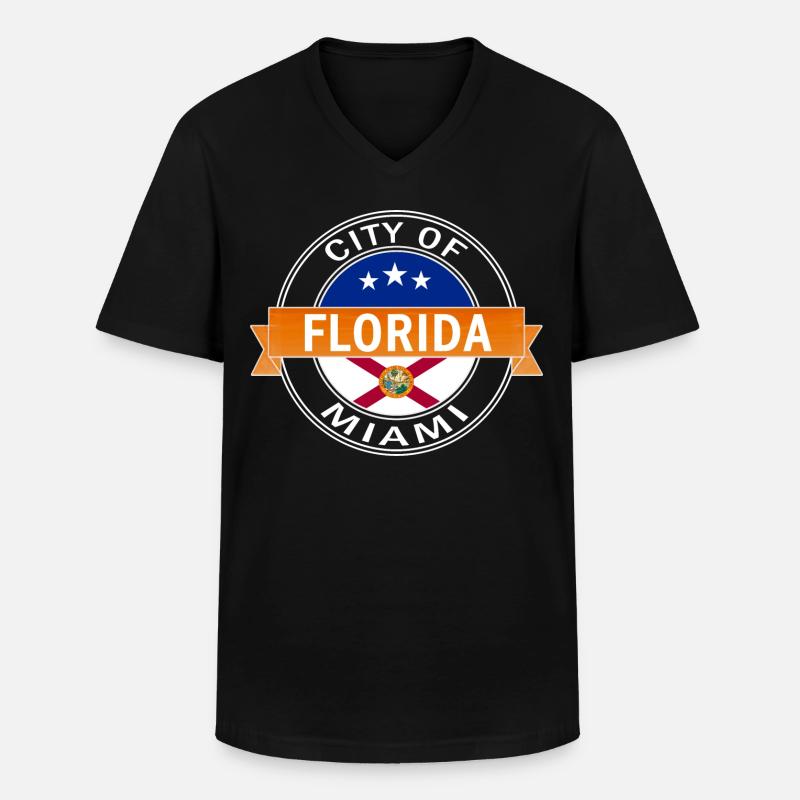 MIAMI - Männer-T-Shirt mit V-Ausschnitt - Schwarz