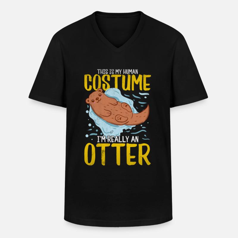 Otter - Männer-T-Shirt mit V-Ausschnitt - Schwarz