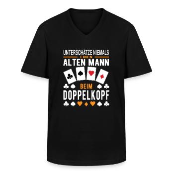 Doppelkopf Alter Mann - Männer-T-Shirt mit V-Ausschnitt - Schwarz - Vorne - AI Model Male 178 dark (178cm)