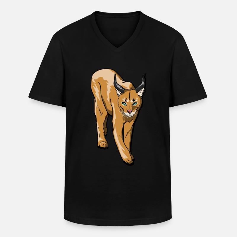 Mittelgroße Wildkatze Karakal & Luchs Geschenk - Männer-T-Shirt mit V-Ausschnitt - Schwarz