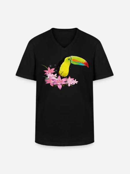 Green-billed toucan - Men's V-Neck T-Shirt - black