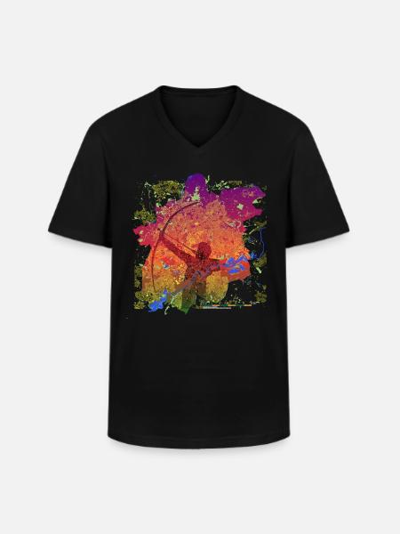 Robin Hood Over Midnight Nottingham - Klassisk herre T-shirt med V-udskæring - sort