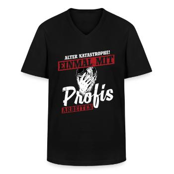 Alter Katastrophe Einmal mit Profis Arbeiten - Männer-T-Shirt mit V-Ausschnitt - Schwarz - Vorne - AI Model Male 178 dark (178cm)