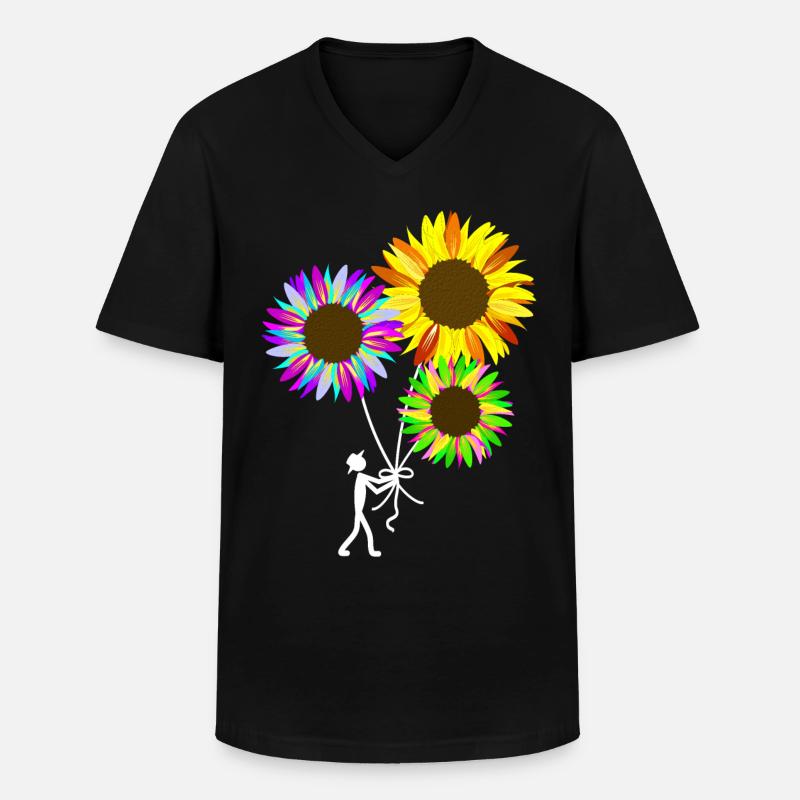 bunter Sonnenblumen Strauß - Männer-T-Shirt mit V-Ausschnitt - Schwarz