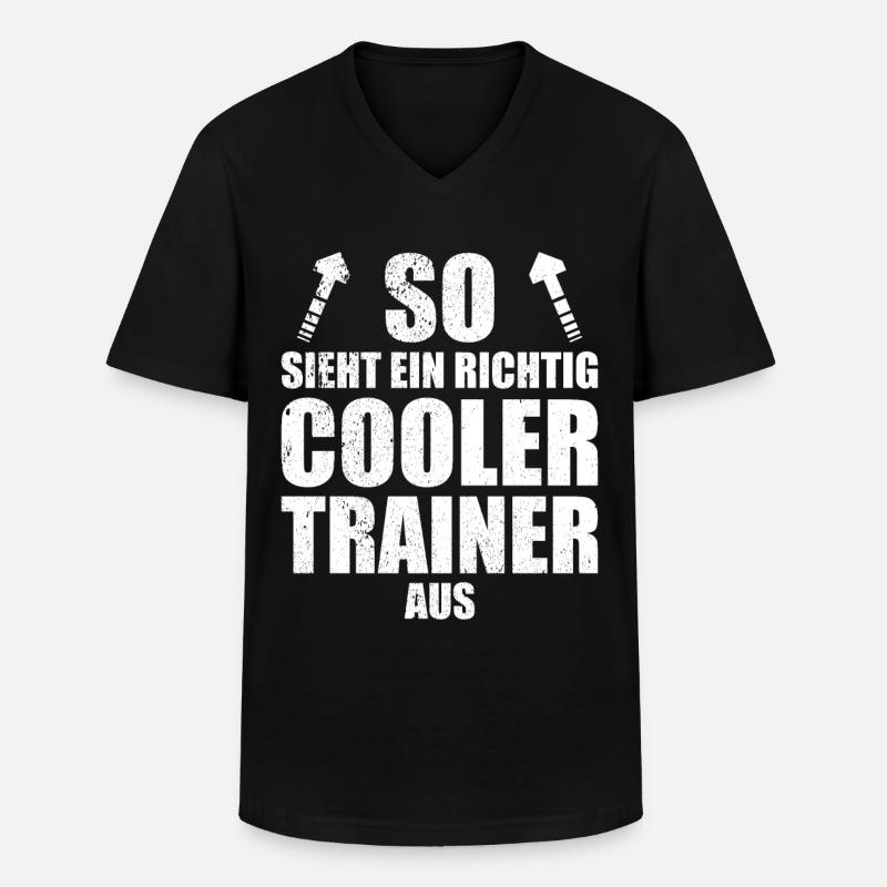 Trainer, trainerin, mannschaft, erste mannschaft, - Männer-T-Shirt mit V-Ausschnitt - Schwarz