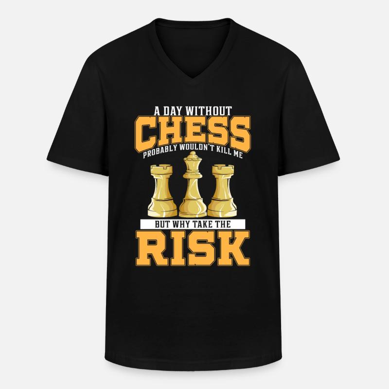 Schach Schachbrett Brettspiel Chess - Männer-T-Shirt mit V-Ausschnitt - Schwarz